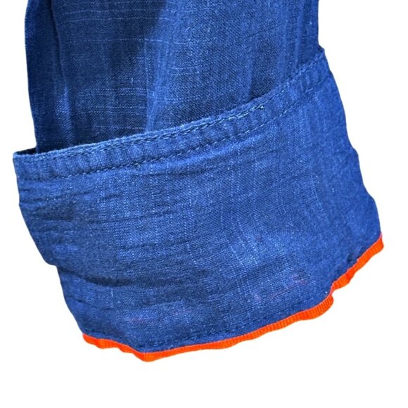 Stylus Semi Sheer Button Down Shirt Size XL Blue Orange Trim Cotton Long Sleeve - Picture 5 of 12